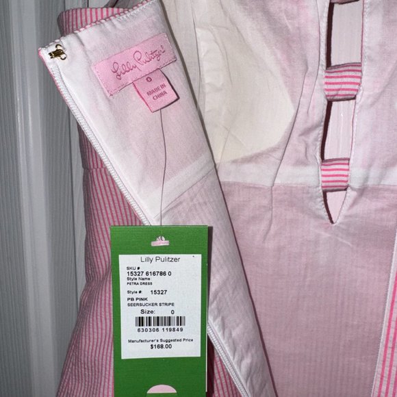 NEW WITH TAGS- Lilly Pulitzer Pink Seersucker Bow Cutout dress - Picture 4 of 6